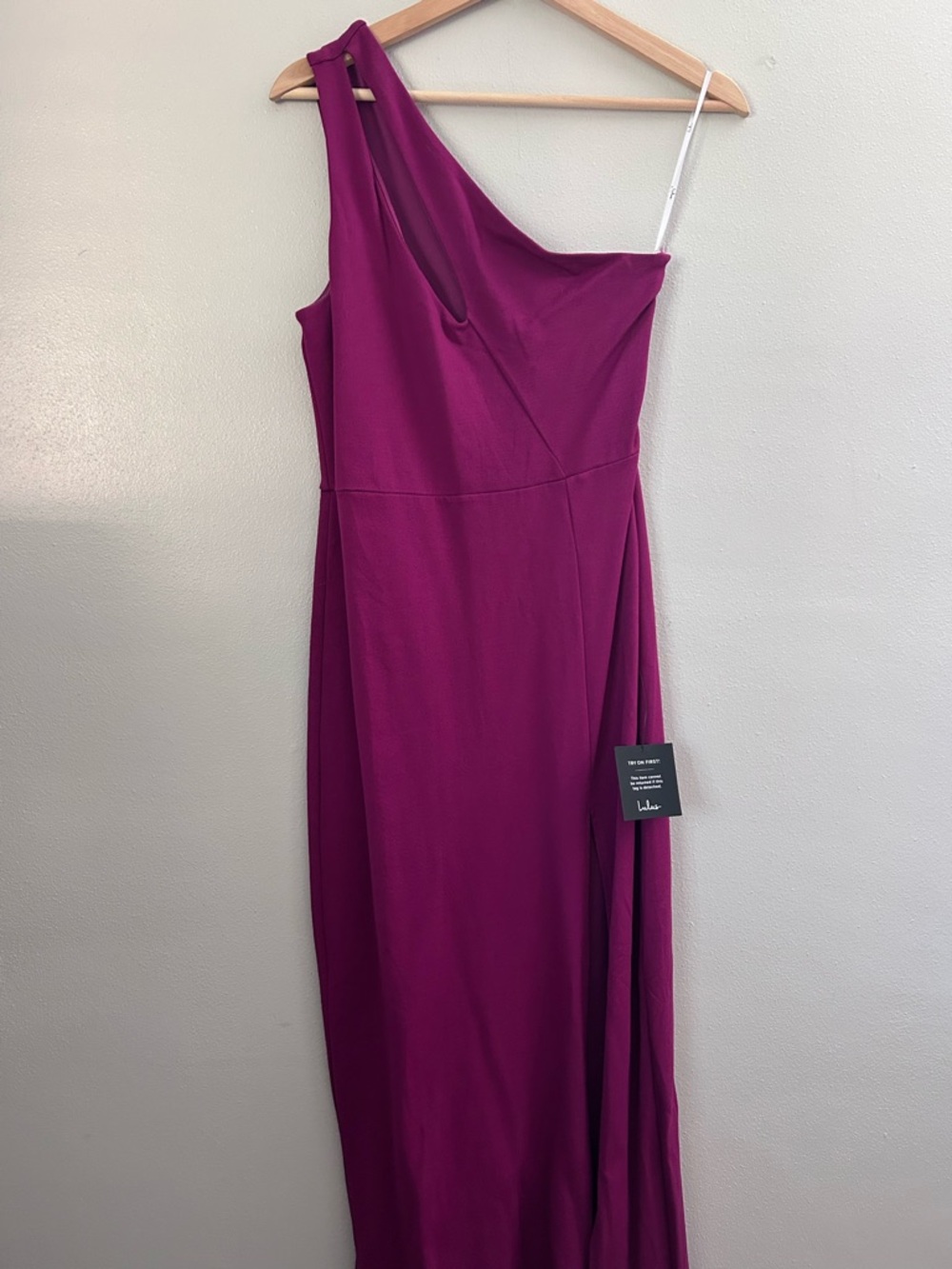 Lulu's One-Shoulder Magenta Maxi Dress